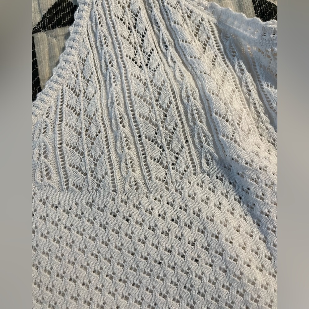 Doen Addie 100% Organic Cotton Lace Picot Trim V Neck Tank Top White Size M - Picture 12 of 13